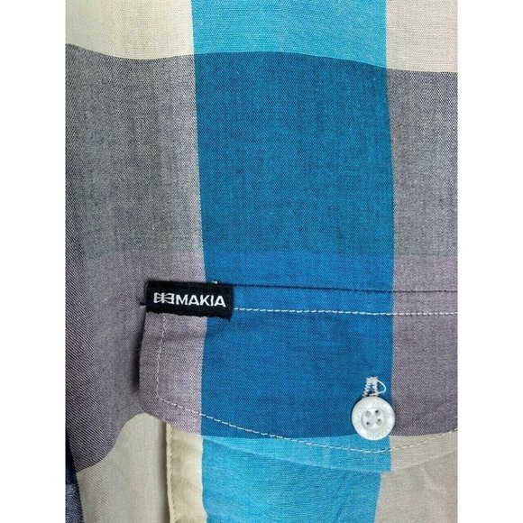 Makia Mens Plaid Shirt Size Small Button Front Long Sleeve 100% Cotton - Picture 2 of 3